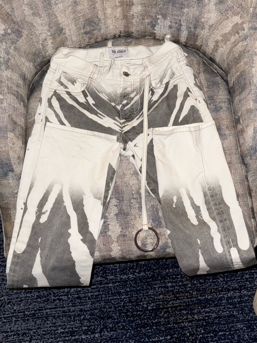 The Attico White and Gray Tie-Dye Jeans